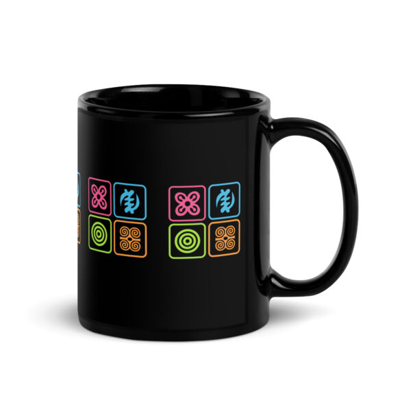 Black Glossy Mug With 4 Adinkra Symbols