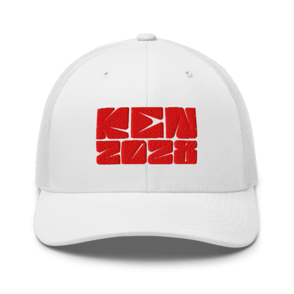 ken 2028 white trucker cap