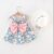 2pcs Floral Print Bowknot Sleeveless Baby Dress & Hat Set